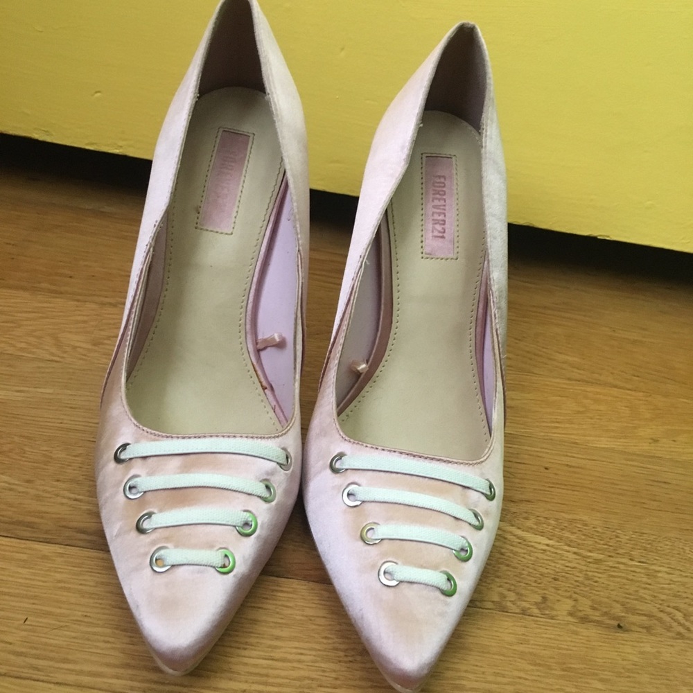 Pretty pink satin heels